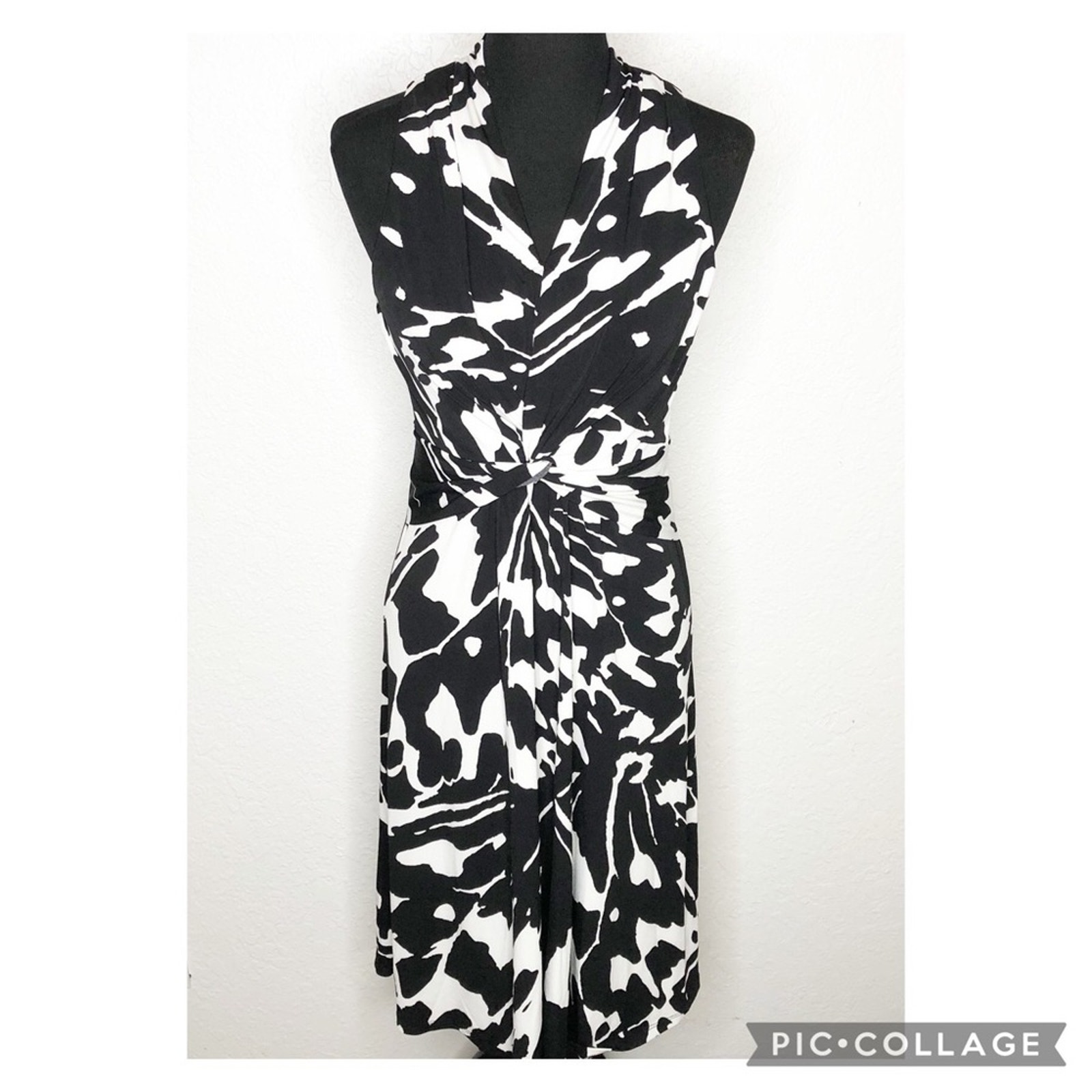 Whbm Black White Butterfly Print Sleeveless Midi Dress Size 6 Petite 6p Nwt